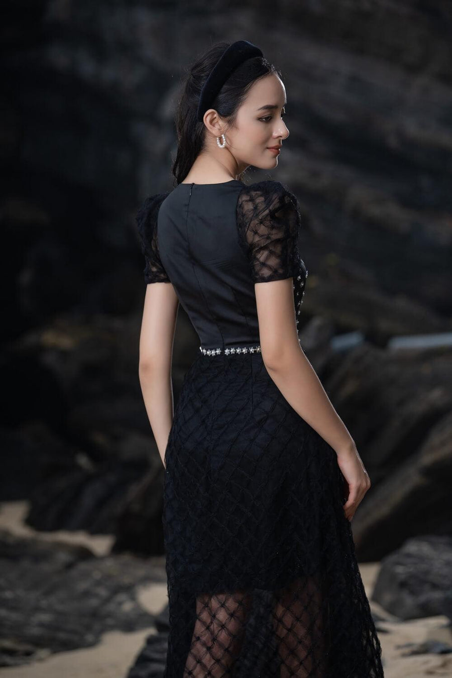 Stacy A-line See-Through Mesh Sheer Midi Dress 4