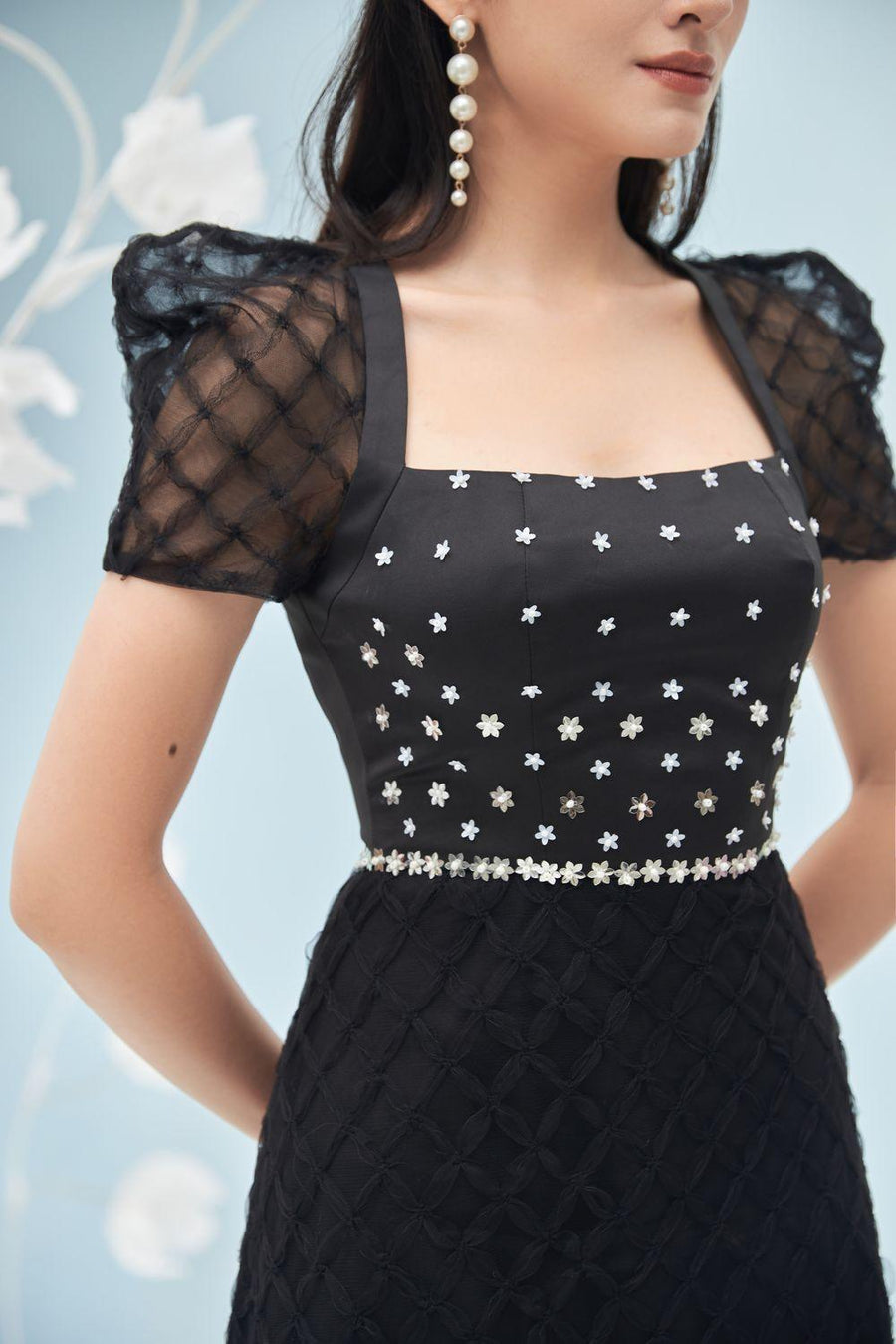 Stacy A-line See-Through Mesh Sheer Midi Dress 7