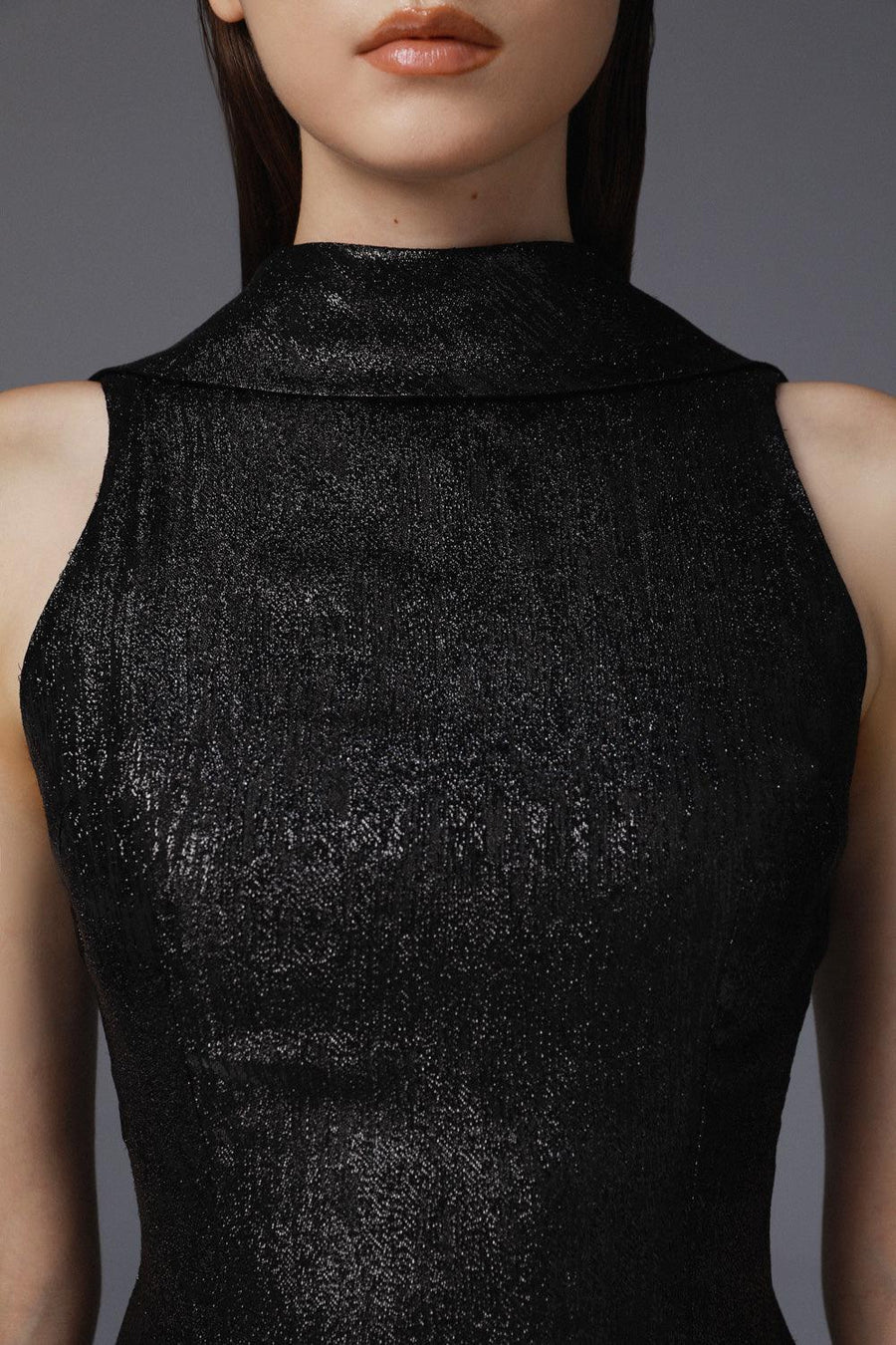 Stargaze Sheath High Neck Poly Silk Ankle Length Dress 2