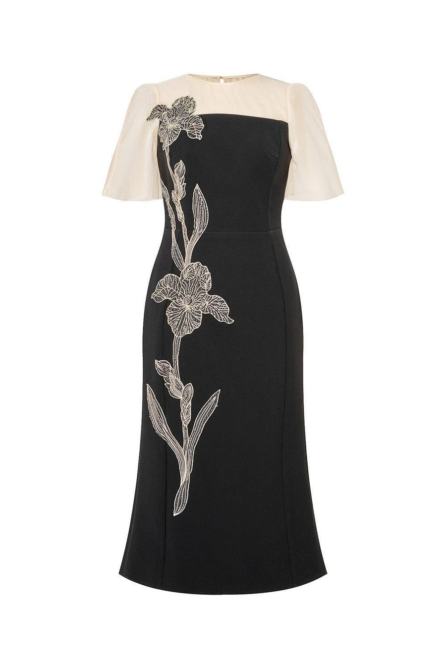 Starla Trumpet Flutter Sleeved Polyester Midi Dress Midi Dress IVY moda