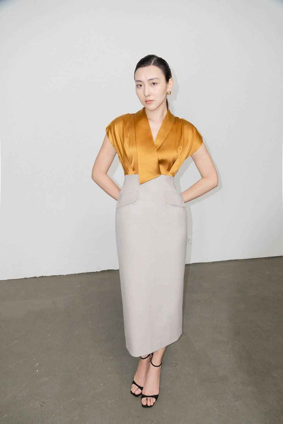 Sutton Pencil Gathered Polycotton Midi Dress