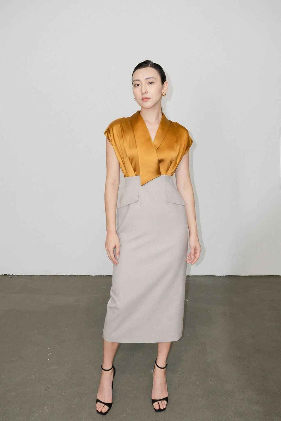 Sutton Pencil Gathered Polycotton Midi Dress