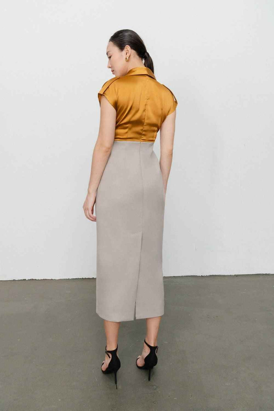 Sutton Pencil Gathered Polycotton Midi Dress