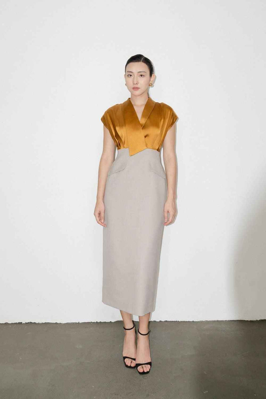 Sutton Pencil Gathered Polycotton Midi Dress