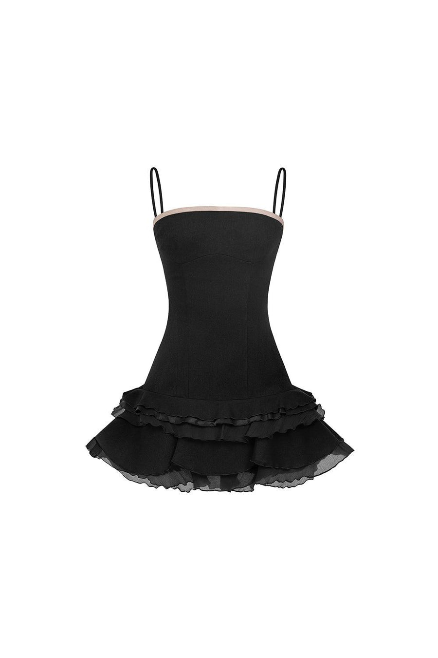 Swan Drop Waist Ruffle Layer Velvet Burlap Mini Dress Mini Dress FAIR LADY
