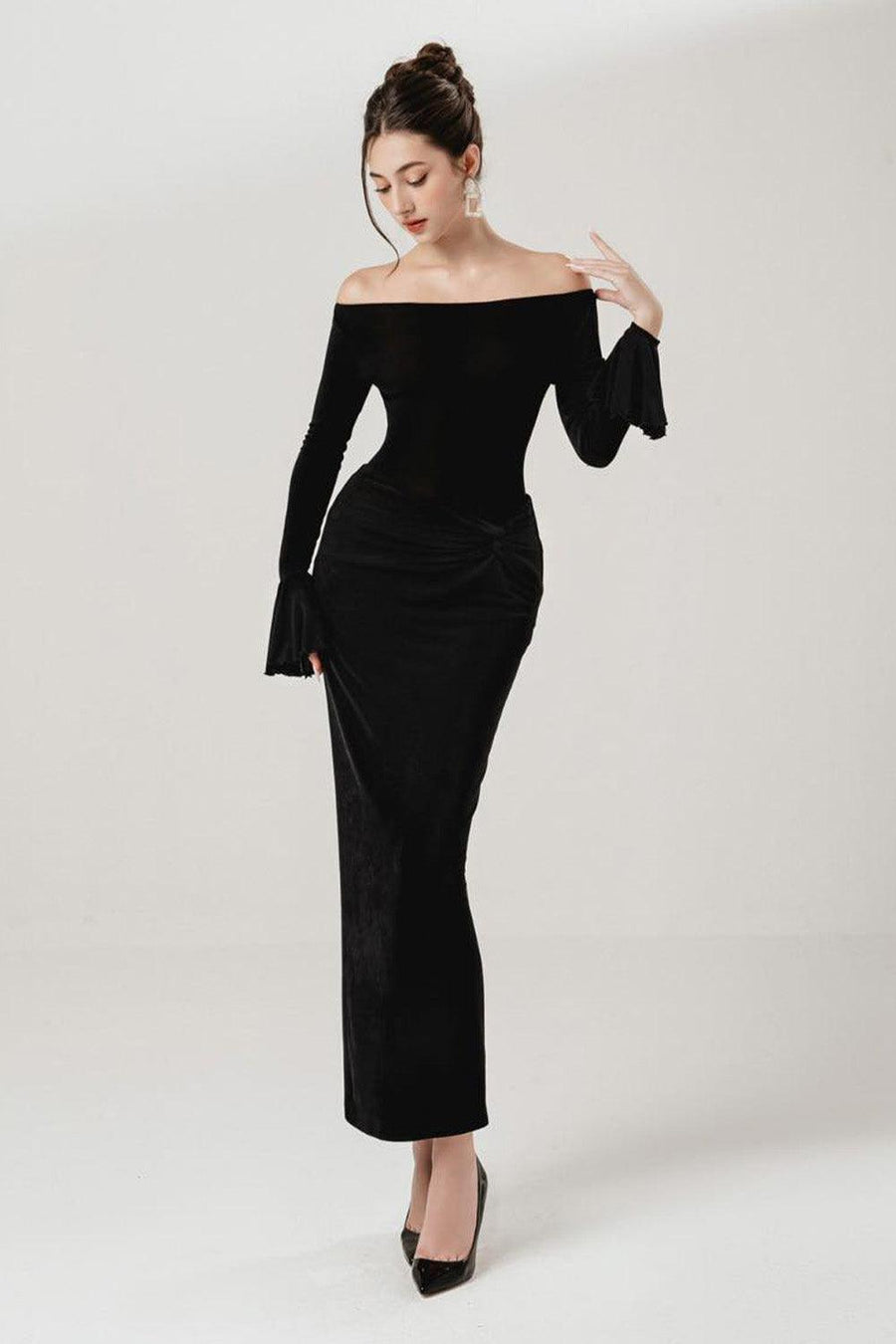 Sweetheart Bodycon Off-Shoulder Spandex Ankle Length Set 13