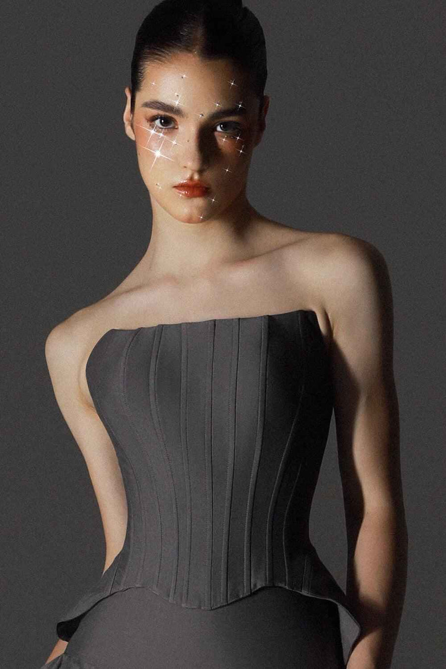 Swish Bodycon Straight Across Neck Wool Cotton Corset