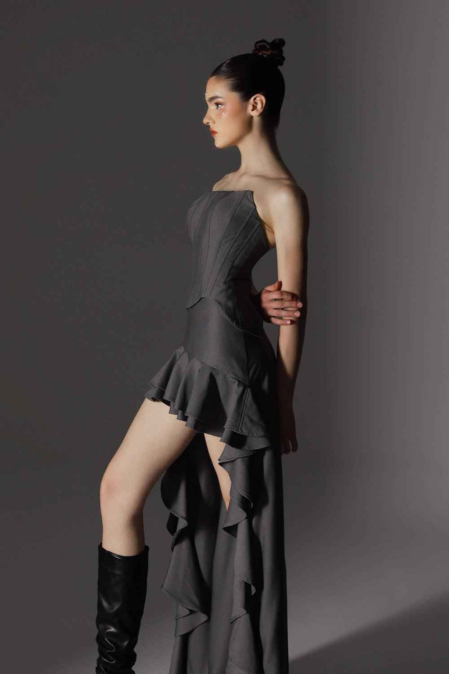 Swish Bodycon Straight Across Neck Wool Cotton Corset