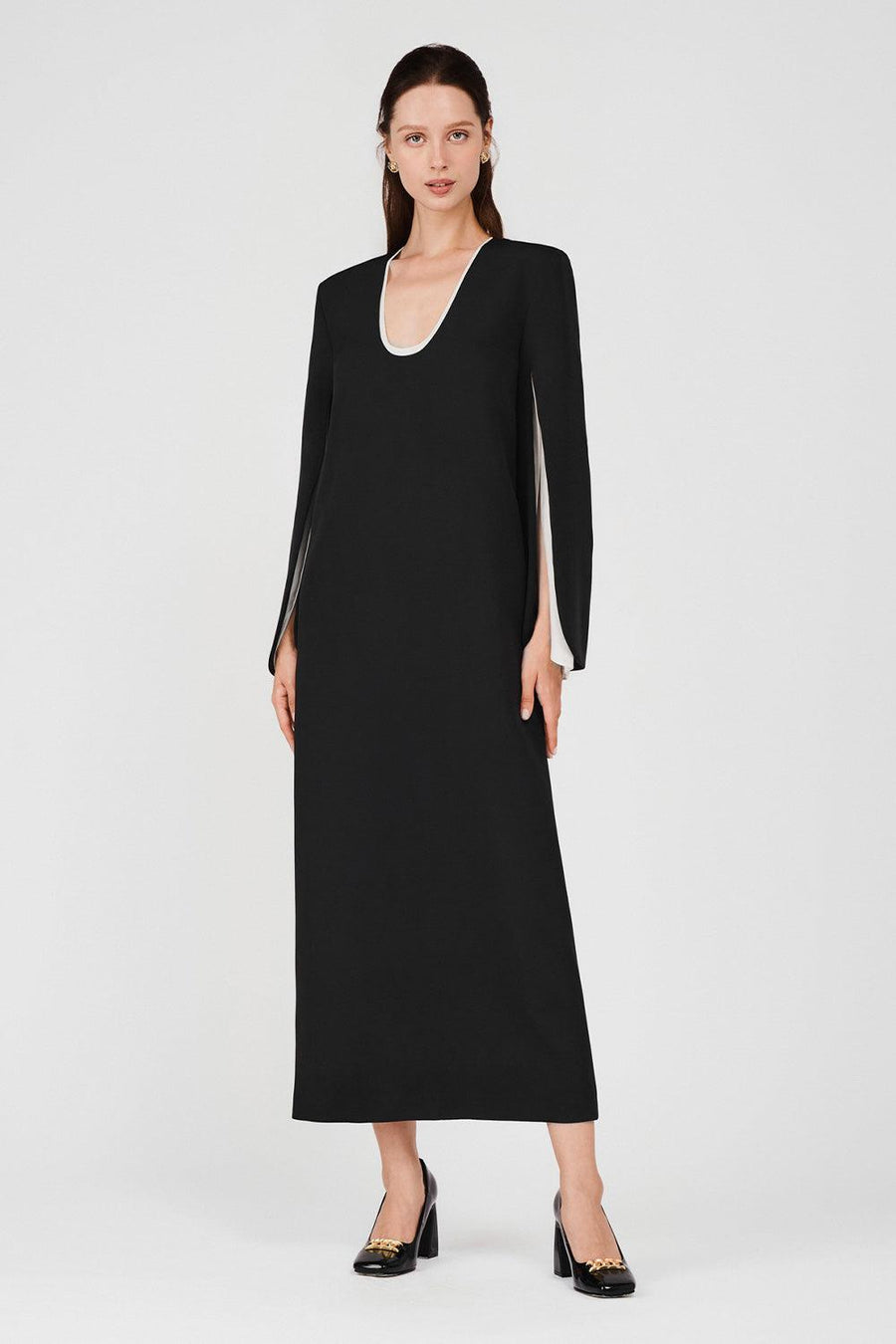 Sydney Straight Scoop Neck Rain Cloth Maxi Dress 5