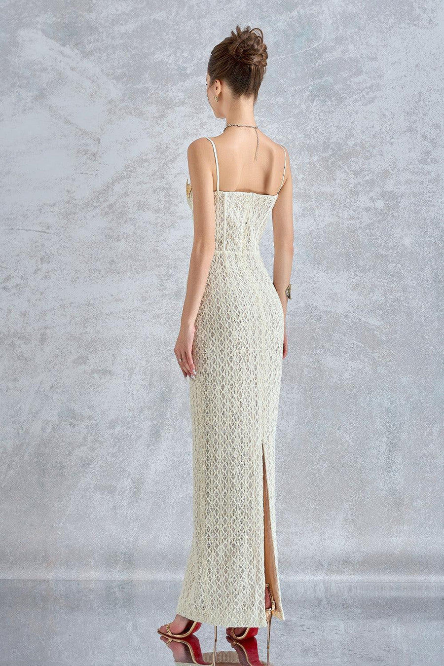 Sylphina Sheath Semi-Heart Neck Lace Maxi Dress Maxi Dress Calista de Minh Thanh