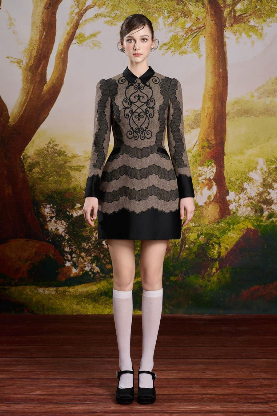 Taylor A-line Long Sleeved Tweed Mini Dress Mini Dress Rosee de Matin