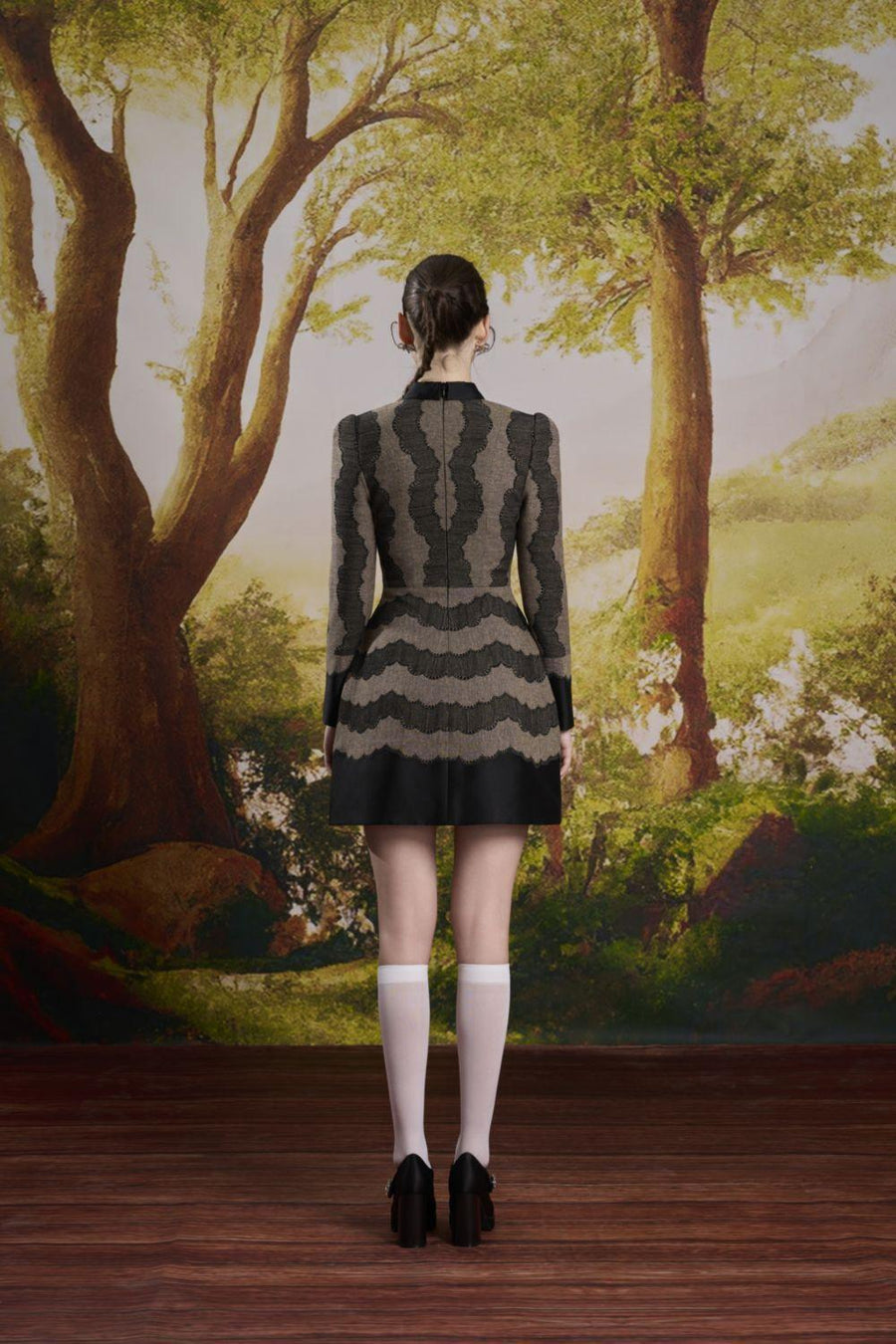 Taylor A-line Long Sleeved Tweed Mini Dress Mini Dress Rosee de Matin