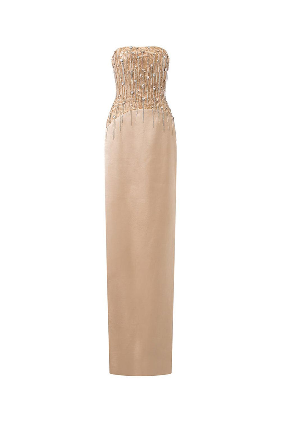 Teresa Straight Back Slit Silk Satin Floor Length Dress Gown Dress 21Six