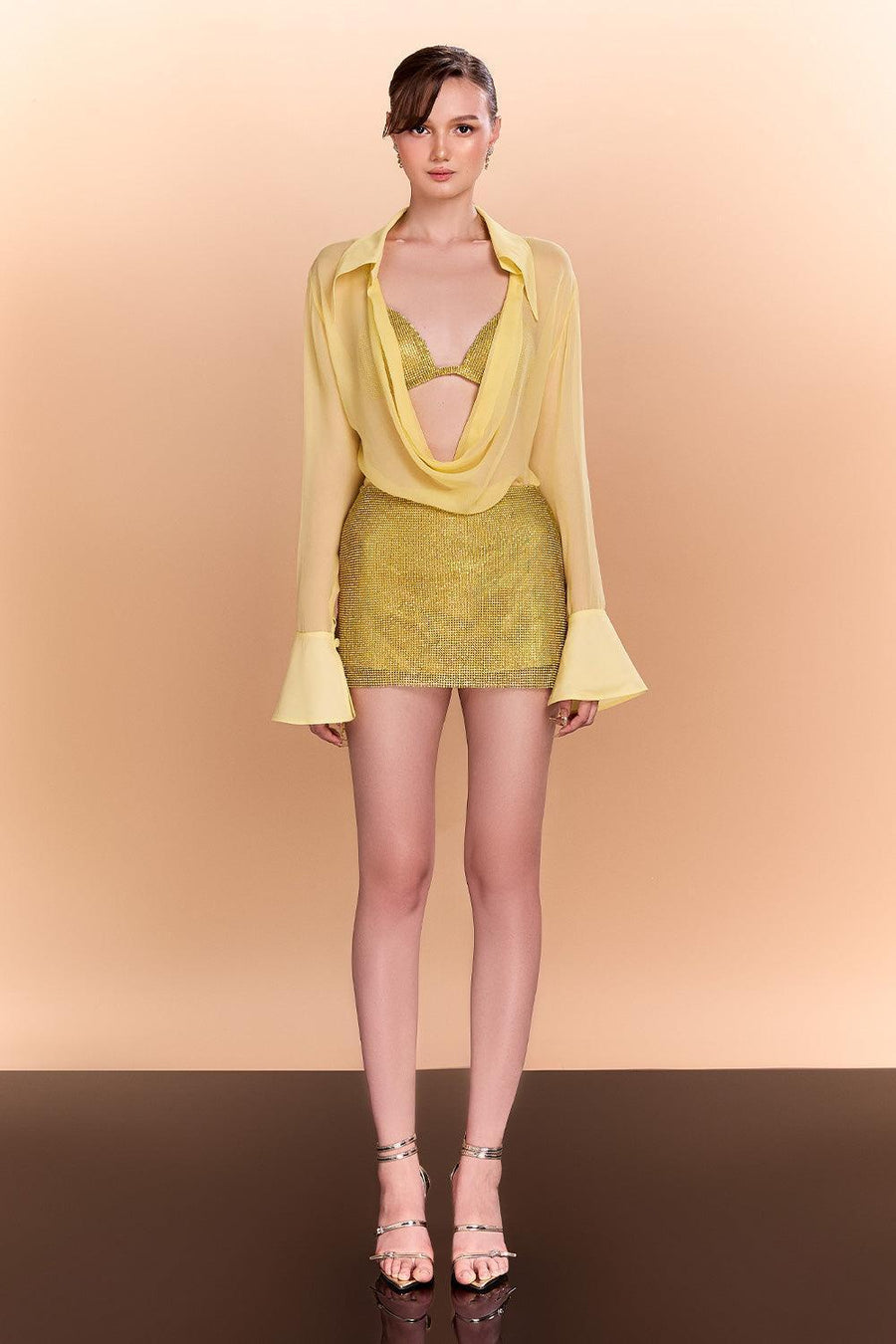 Tessa Tulip Stone Silk Mini Skirt Skirt CEM