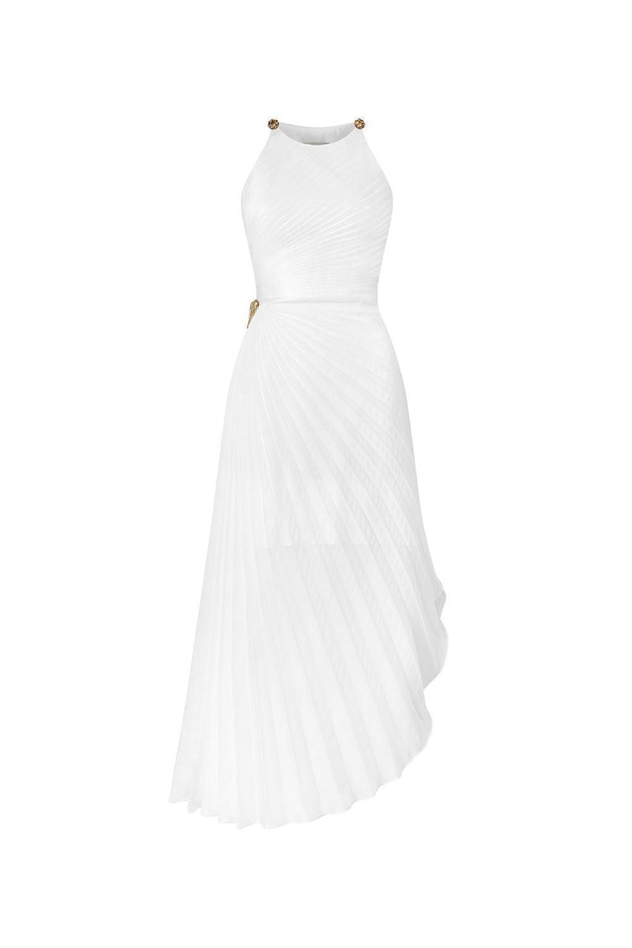 Thalia Pleated Halter Neck Organza Ankle Length Dress Maxi Dress Calista de Minh Thanh