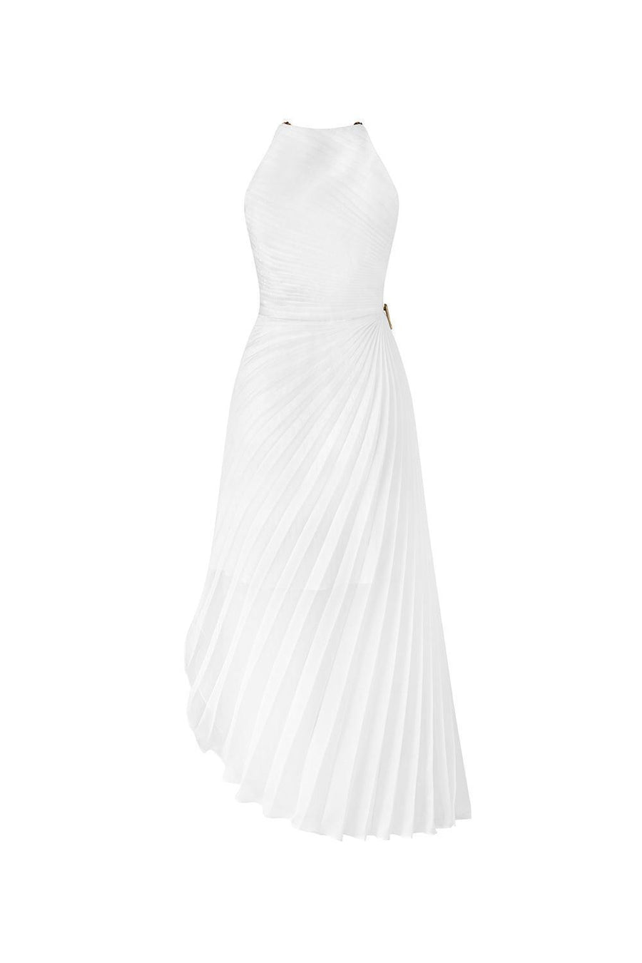 Thalia Pleated Halter Neck Organza Ankle Length Dress Maxi Dress Calista de Minh Thanh