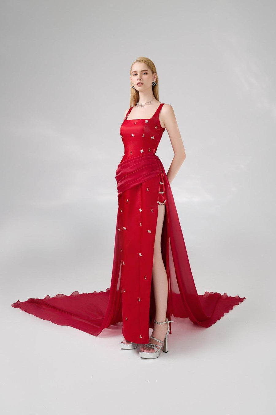 Thatcher Sheath Extended Flap Twill Floor Length Dress 6