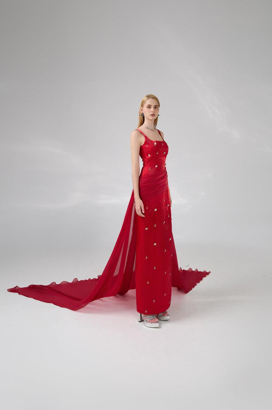 Thatcher Sheath Extended Flap Twill Floor Length Dress 7