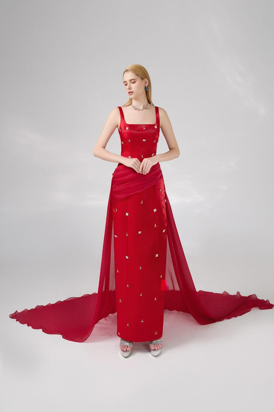 Thatcher Sheath Extended Flap Twill Floor Length Dress 8