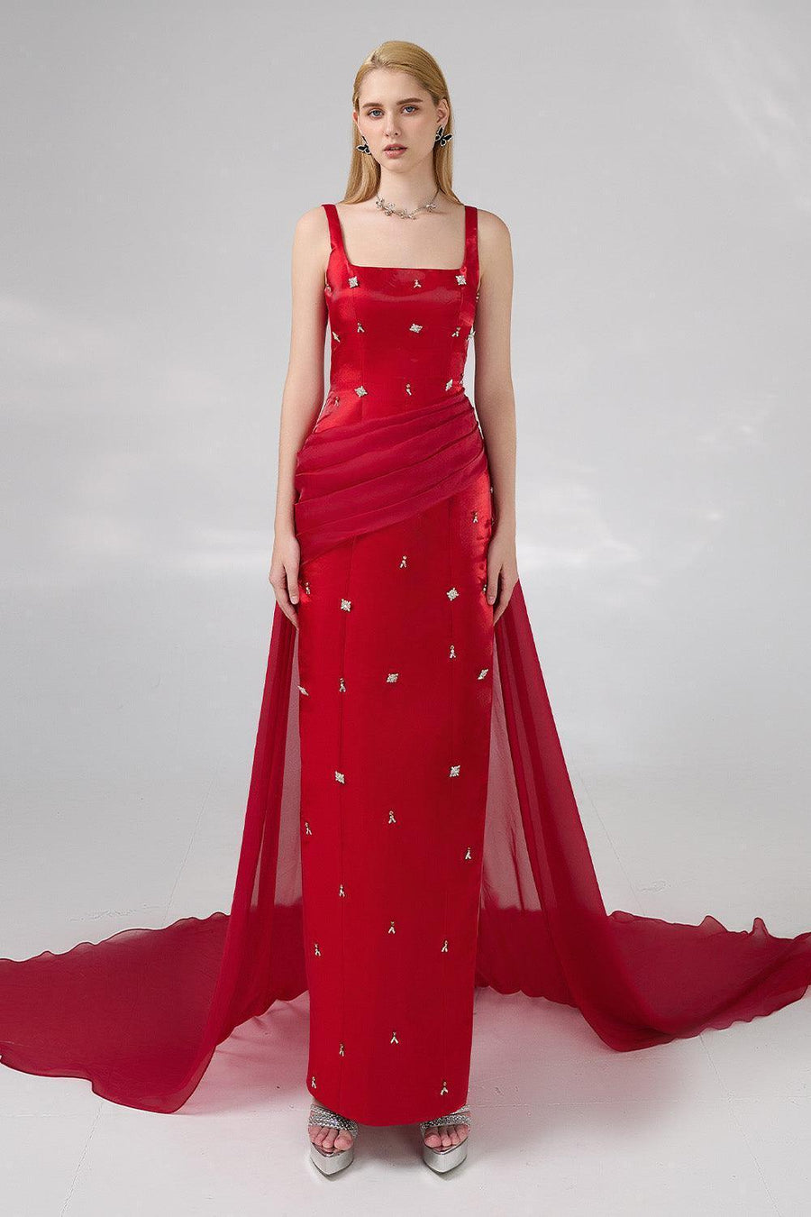 Thatcher Sheath Extended Flap Twill Floor Length Dress 9