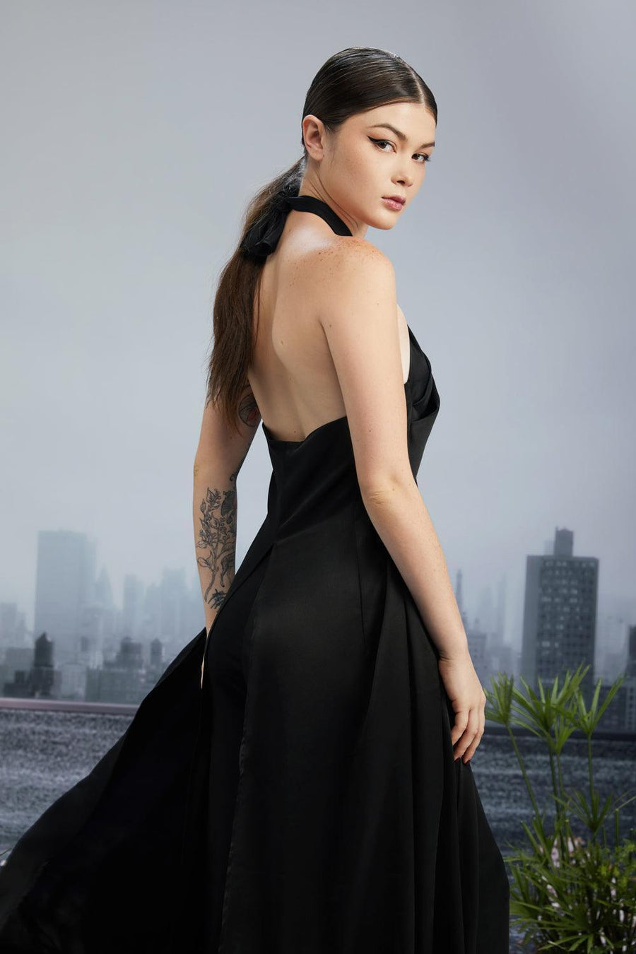 The Edge Halter Twisted Silk Floor Length Set 3