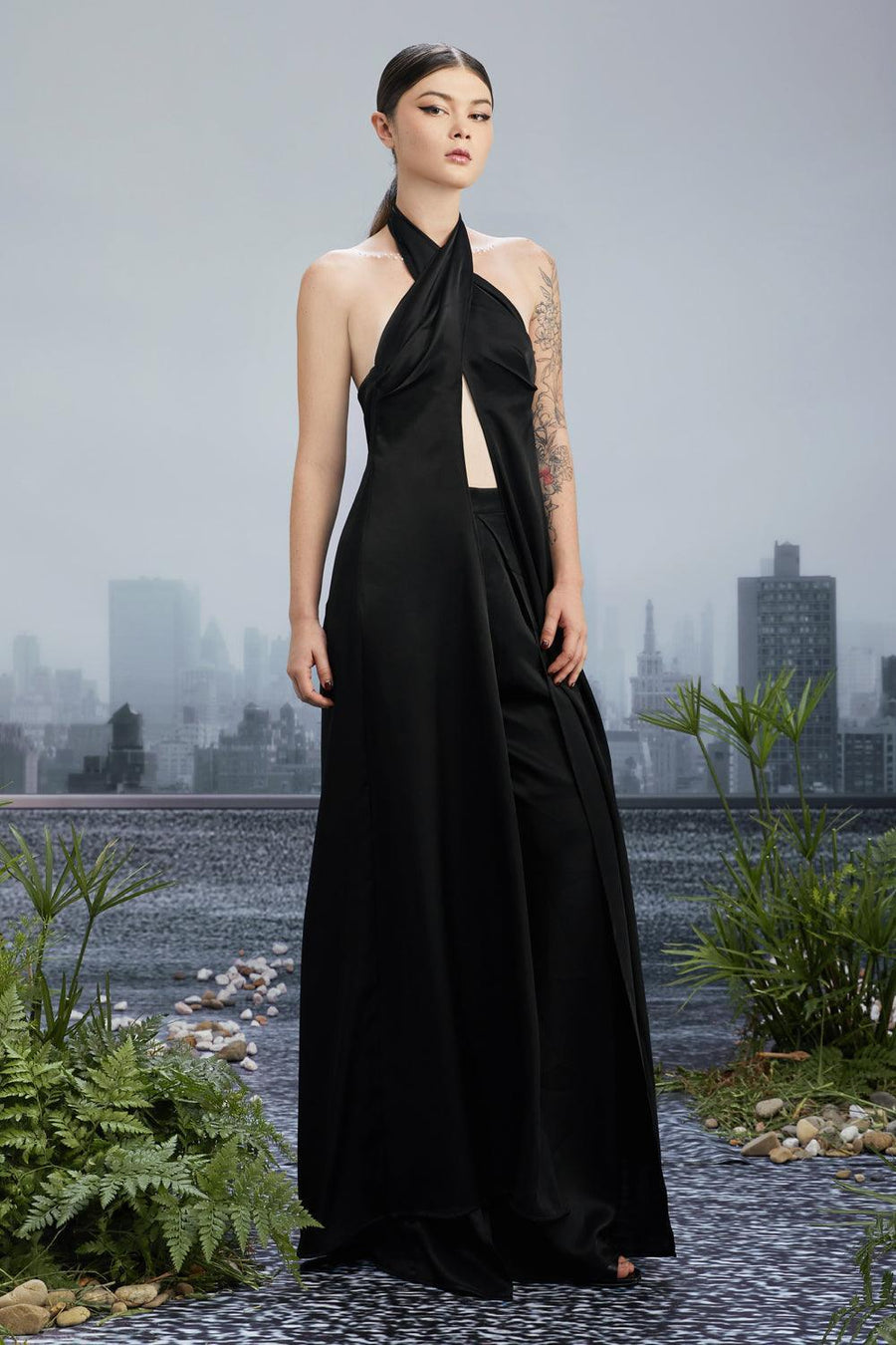 The Edge Halter Twisted Silk Floor Length Set 4