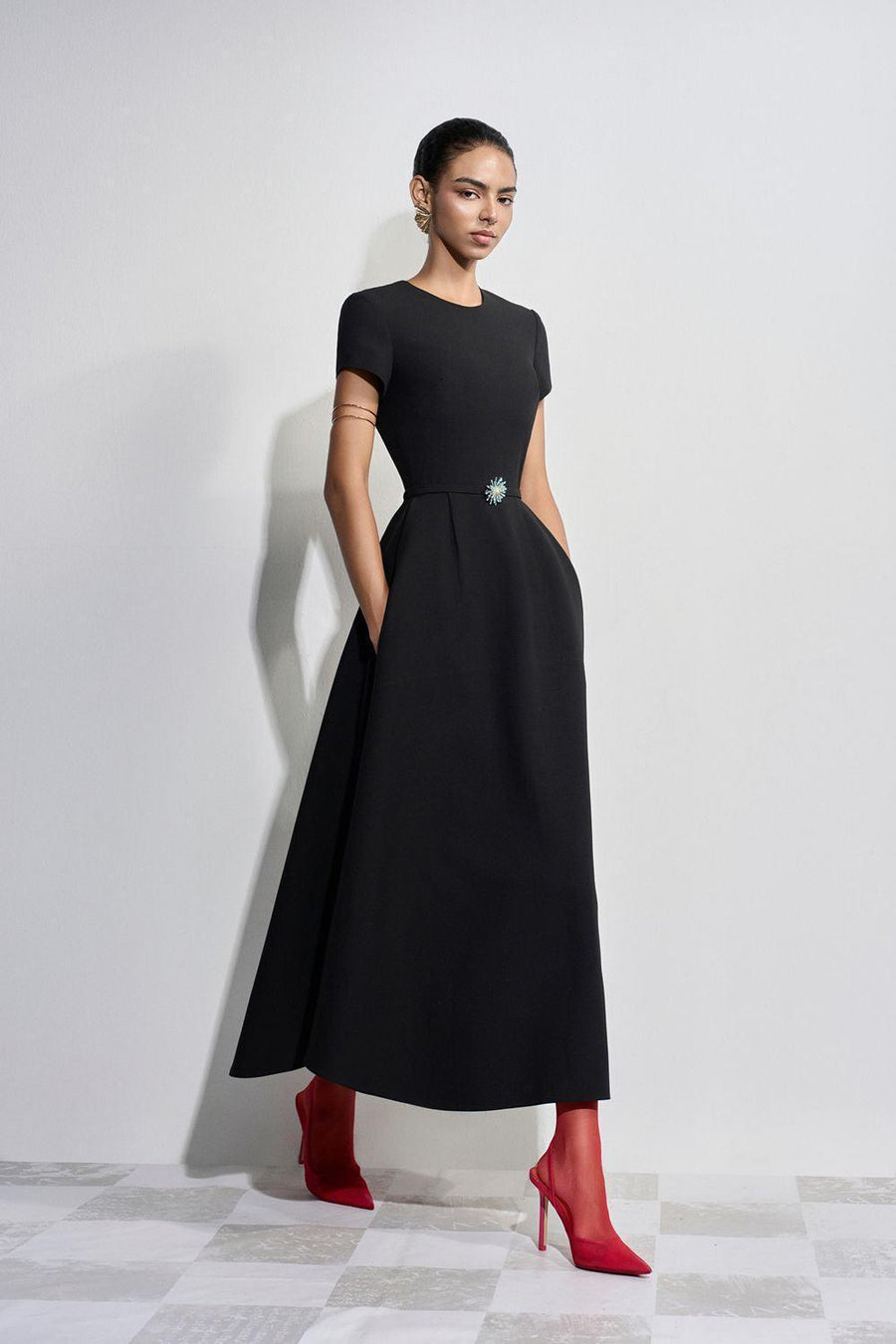 Therese A-line Round Neck Polyester Ankle Length Dress Maxi Dress Maison des Copains