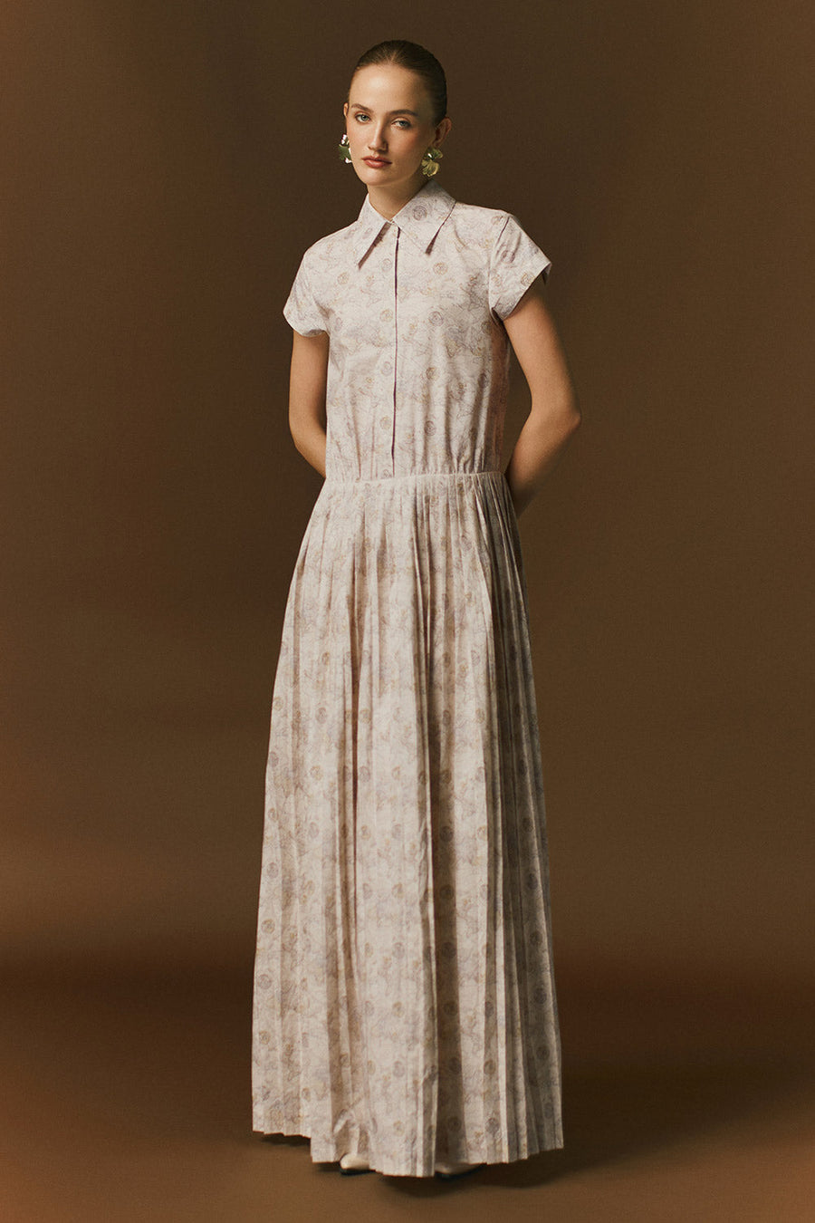 Solea A-line Pleated Cotton Maxi Dress 5