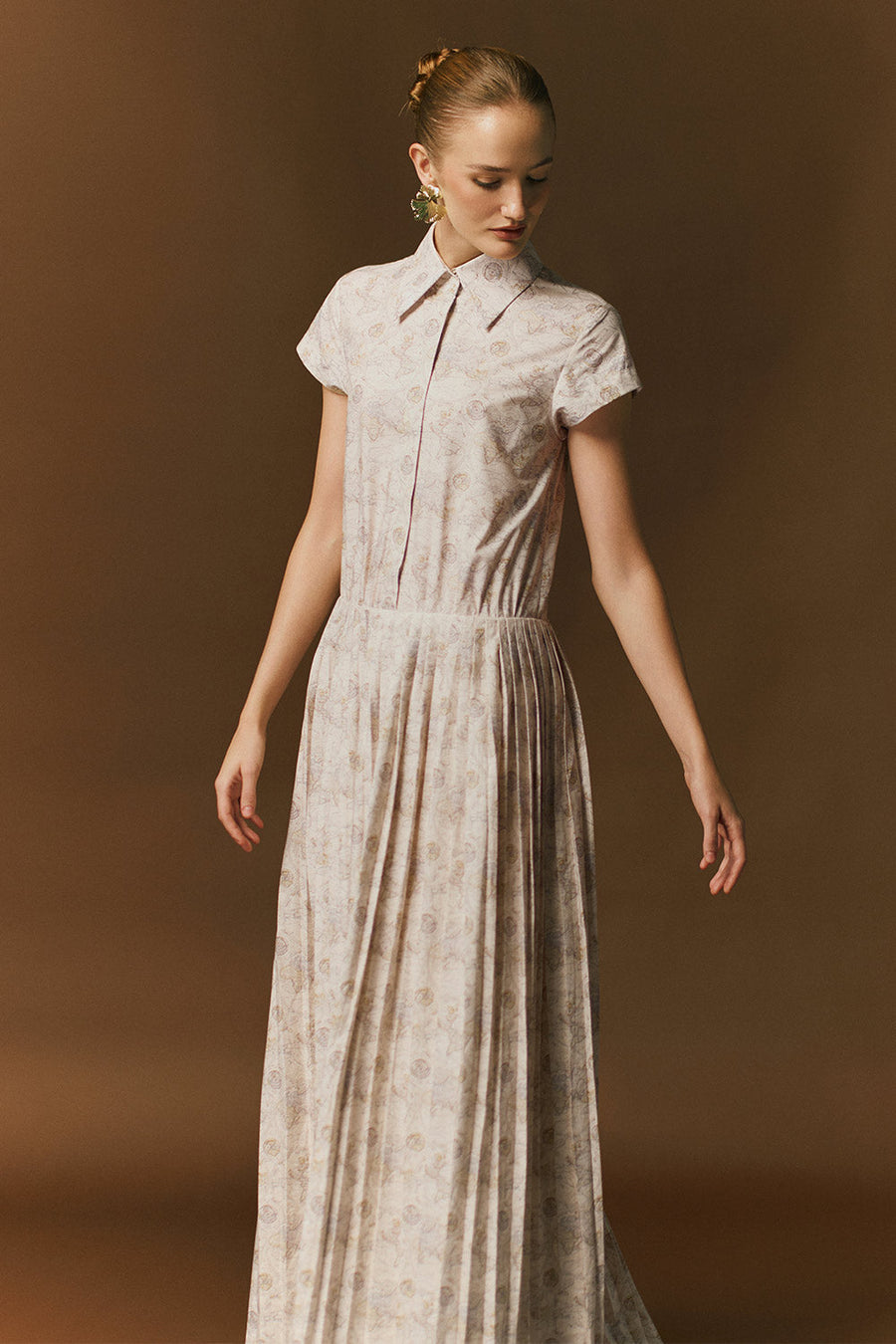 Solea A-line Pleated Cotton Maxi Dress 3
