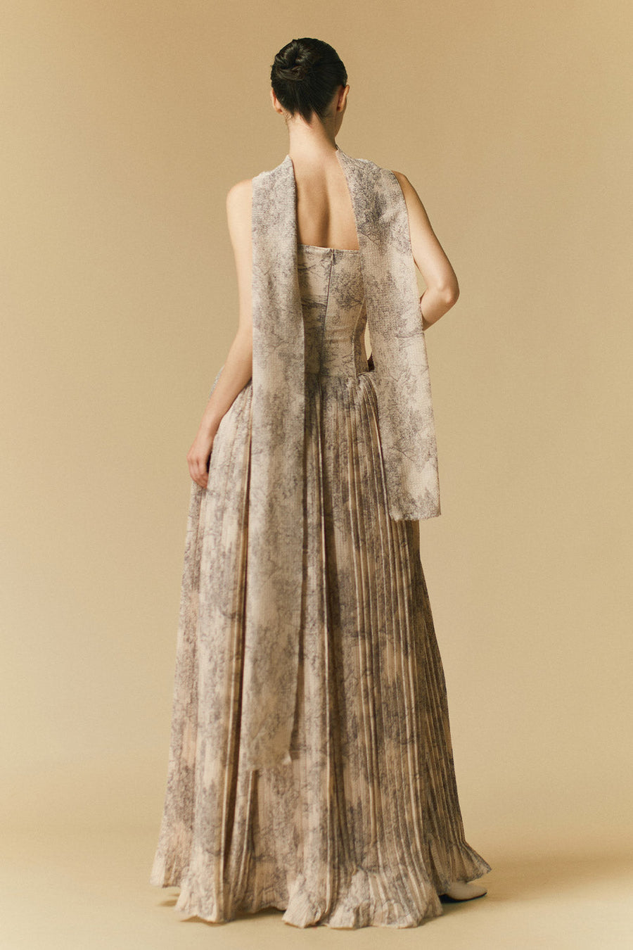 Cascade Gathered Open Shoulder Polyester Floor Length Dress 10