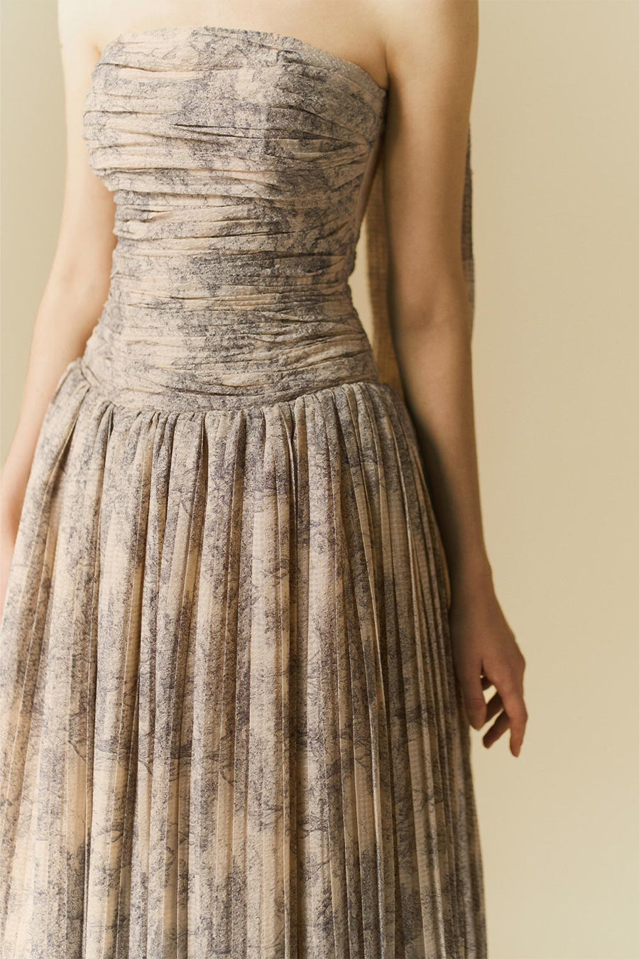 Cascade Gathered Open Shoulder Polyester Floor Length Dress 8