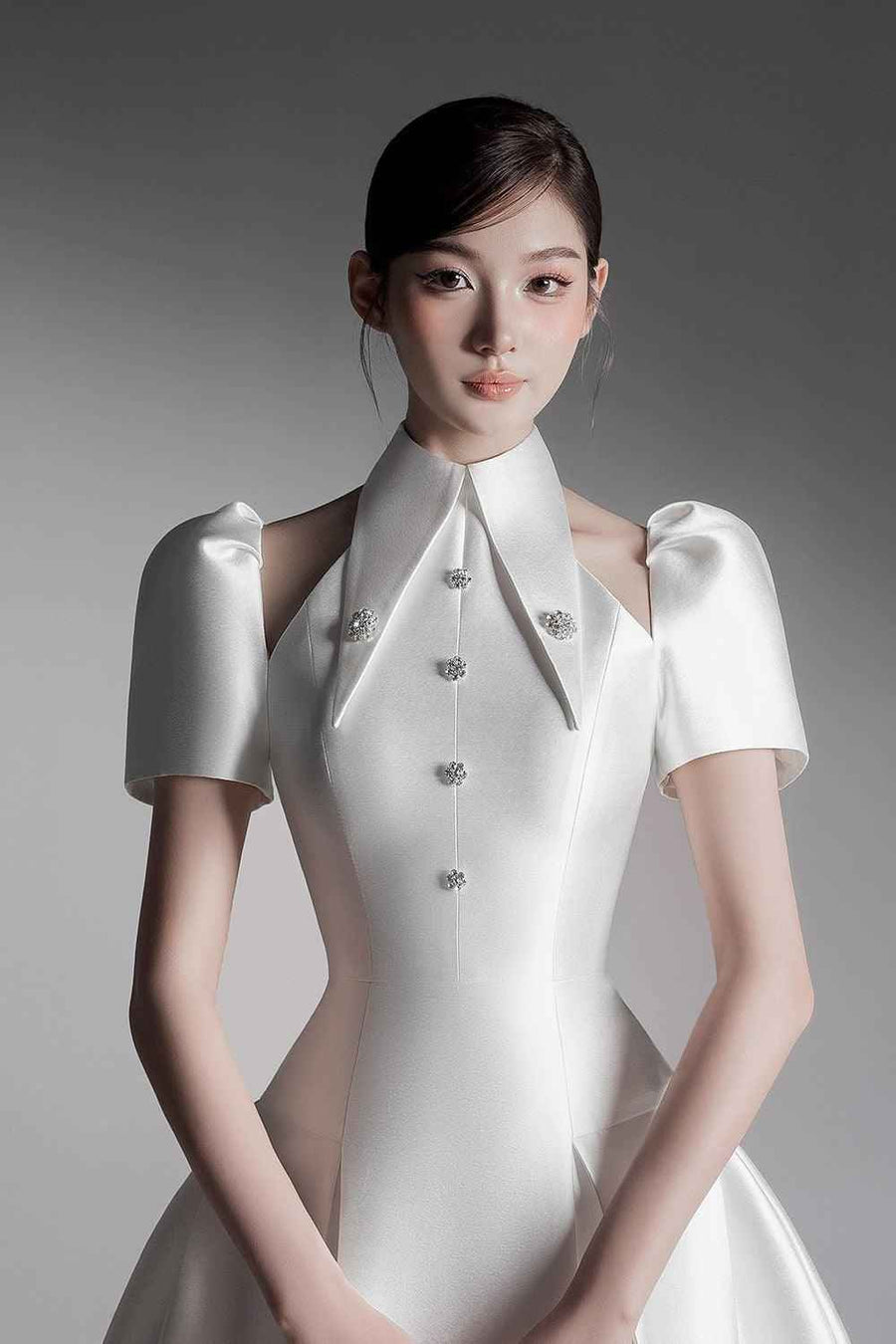 Thy Fit and Flare Puffy Sleeved Taffeta Mini Dress