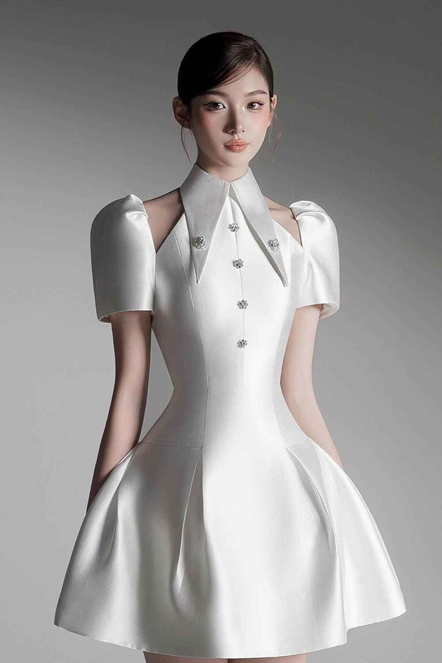 Thy Fit and Flare Puffy Sleeved Taffeta Mini Dress