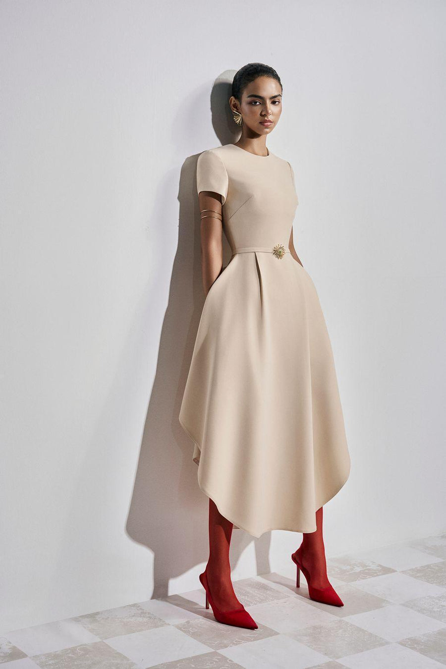 Tiffany Asymmetric Short Sleeved Polyester Ankle Length Dress Maxi Dress Maison des Copains
