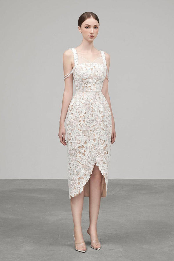 Tracy Tulip Strappy Embroidered Lace Midi Dress