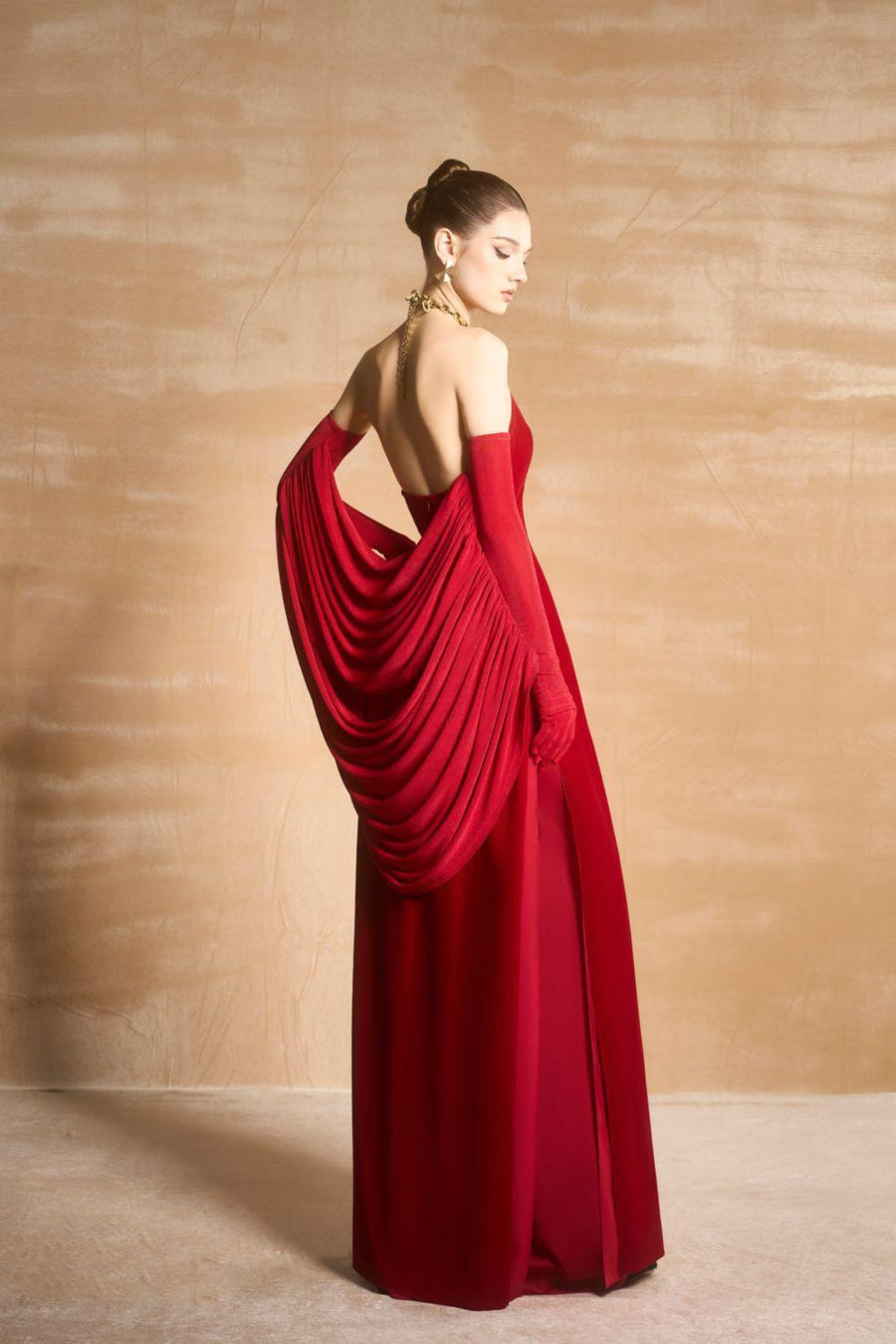 Tristyn Halter Sleeveless Velvet Floor Length Ao Dai 4