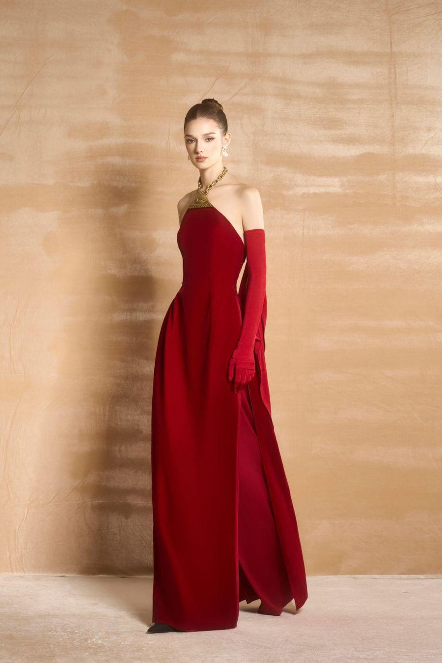 Tristyn Halter Sleeveless Velvet Floor Length Ao Dai 5