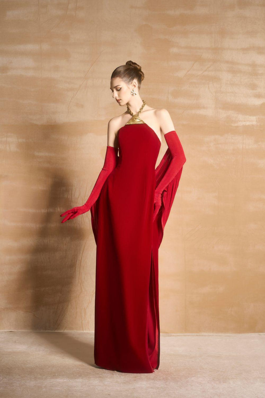 Tristyn Halter Sleeveless Velvet Floor Length Ao Dai 6