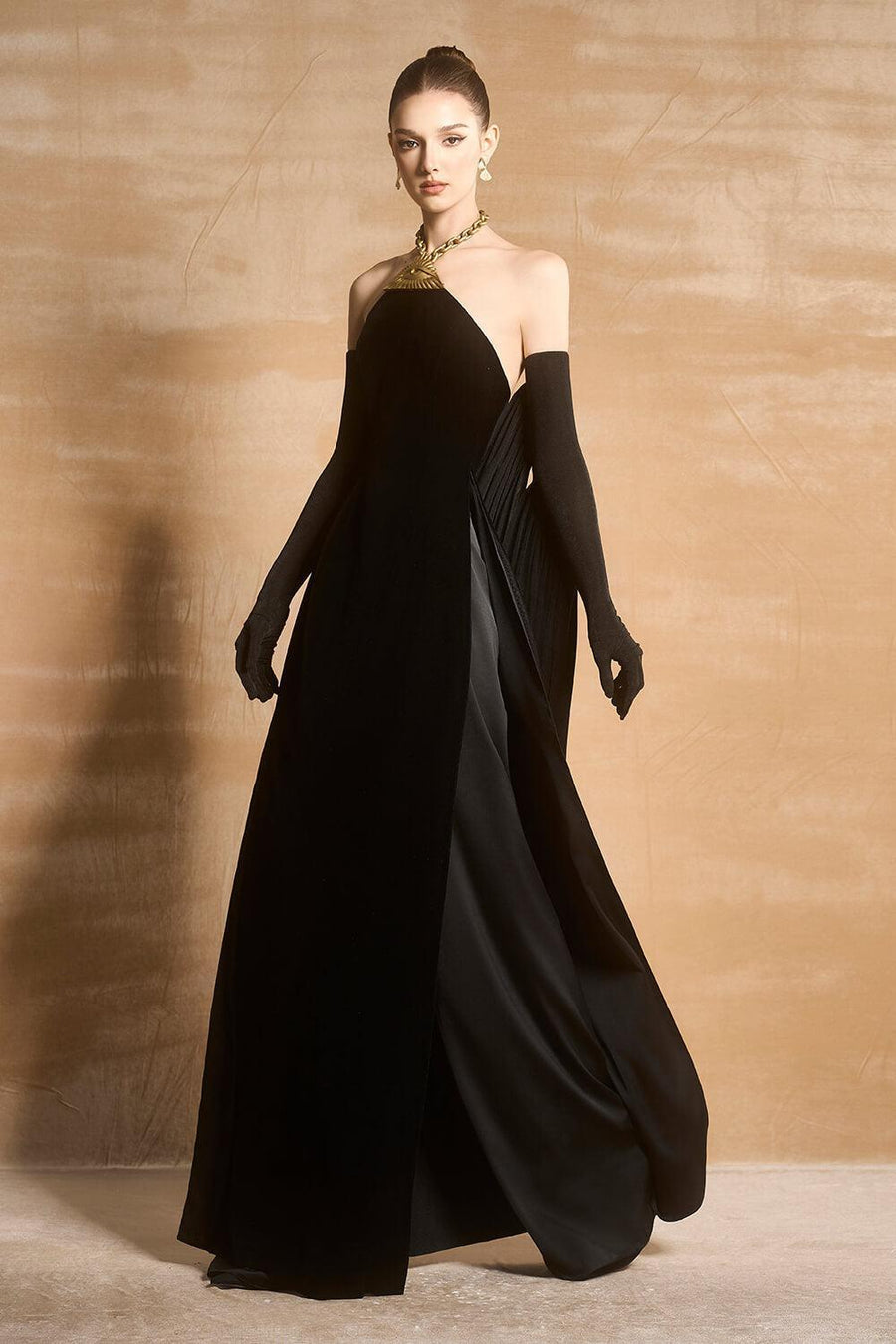 Tristyn Halter Sleeveless Velvet Floor Length Ao Dai 7