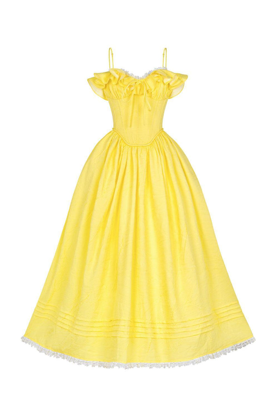 Tulip Ball Gown Spaghetti Strap Taffeta Silk Midi Dress Yellow Midi Dress Sissy Nation
