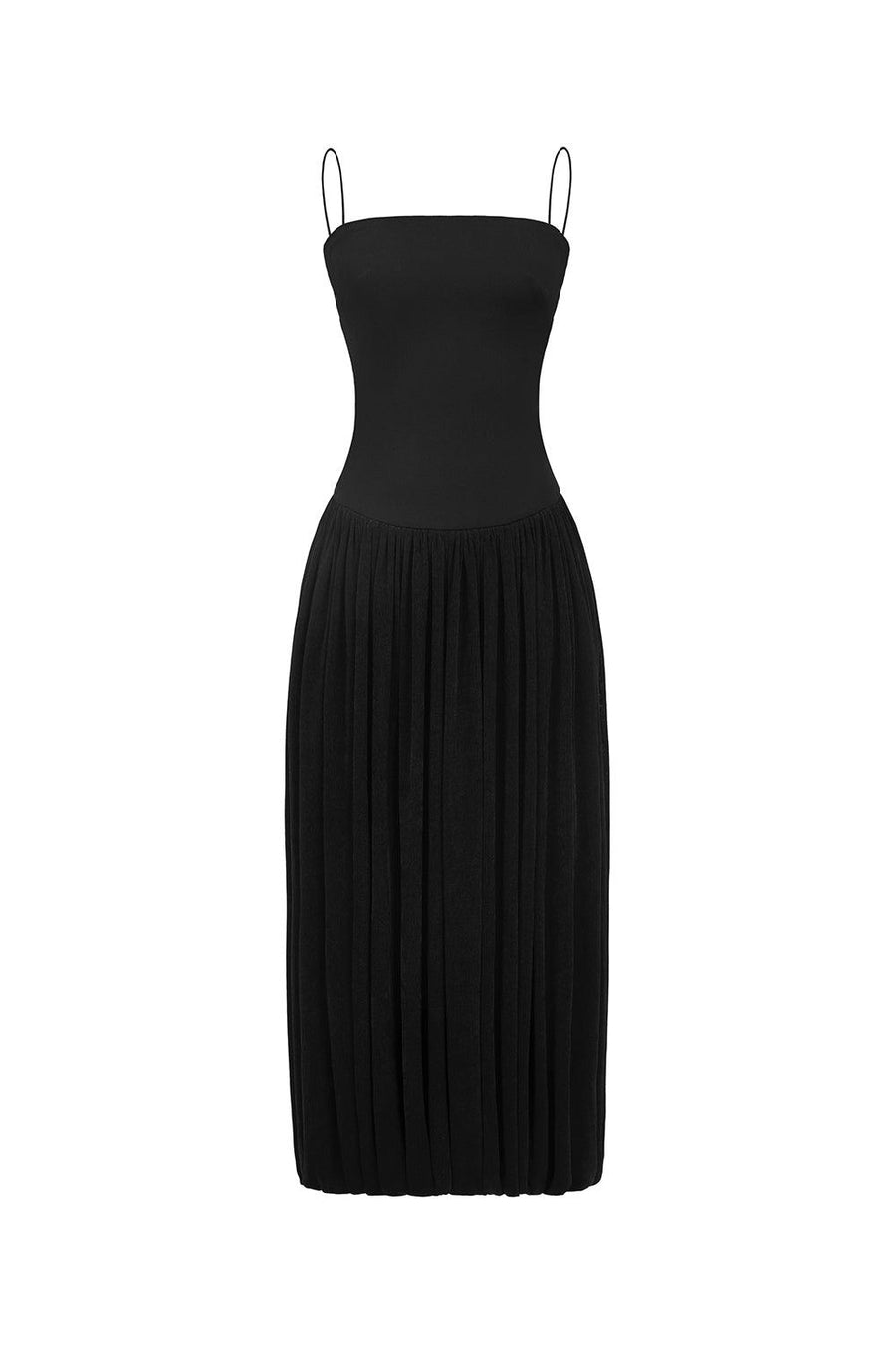 Tulip Gathered Spaghetti Strap Cotton Spandex Midi Dress Midi Dress FAIR LADY