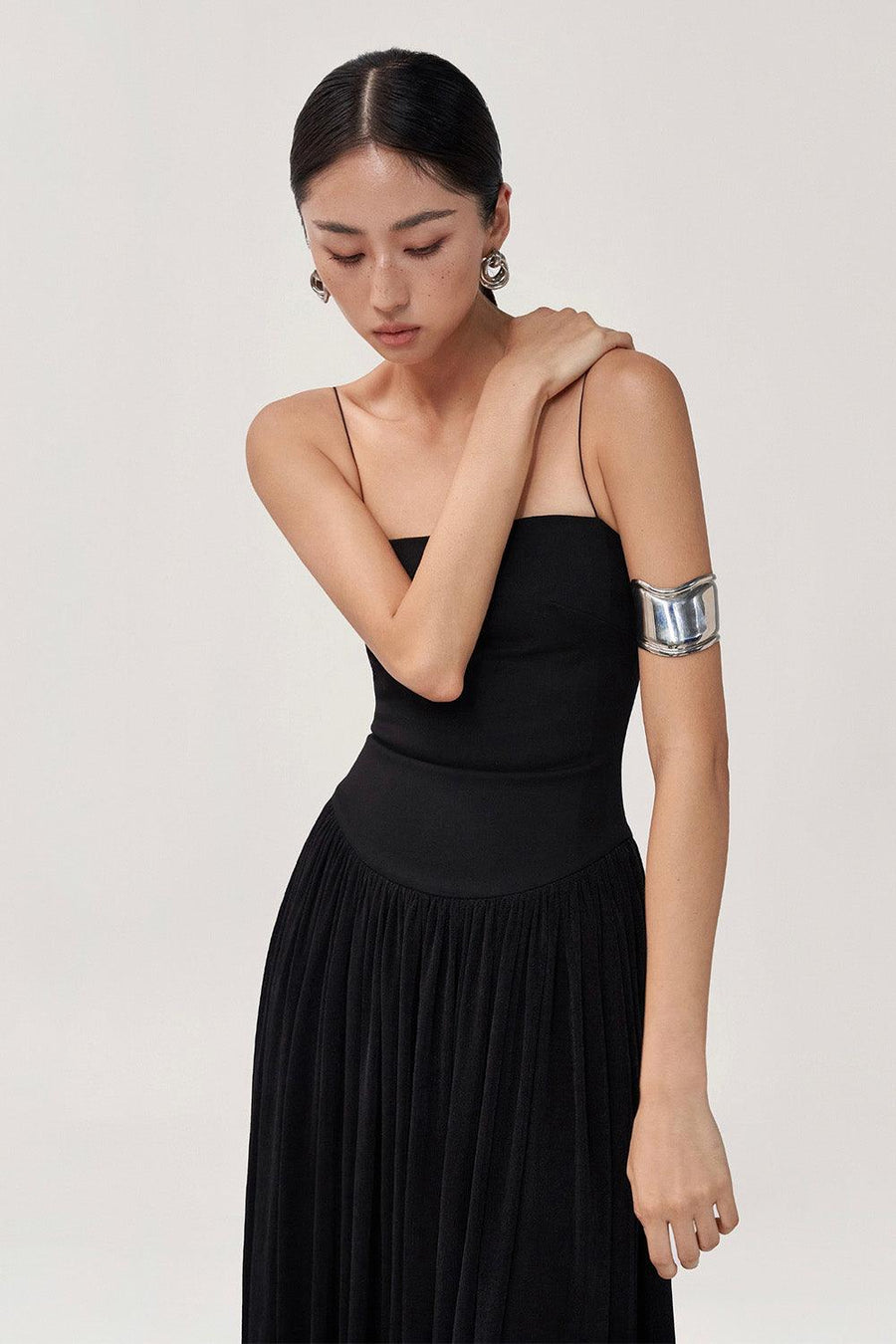 Tulip Gathered Spaghetti Strap Cotton Spandex Midi Dress Midi Dress FAIR LADY