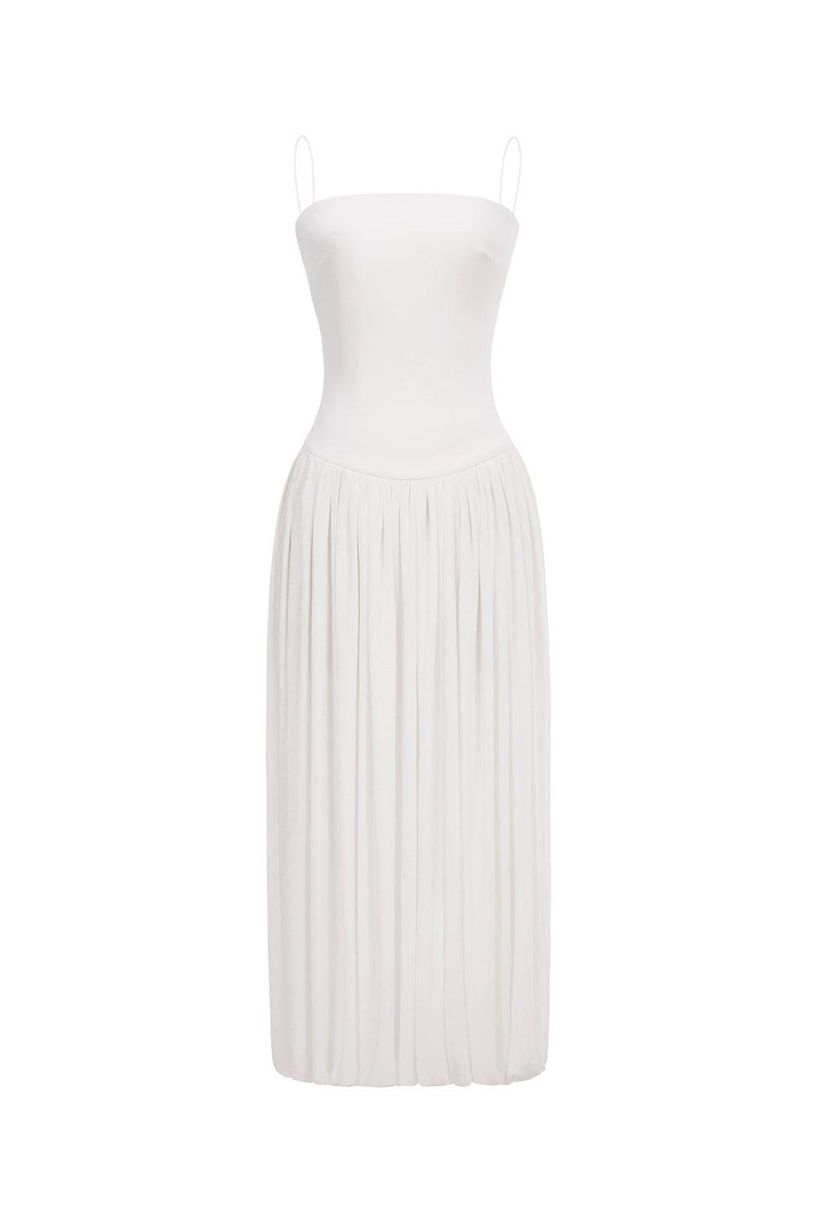 Tulip Gathered Spaghetti Strap Cotton Spandex Midi Dress Midi Dress FAIR LADY