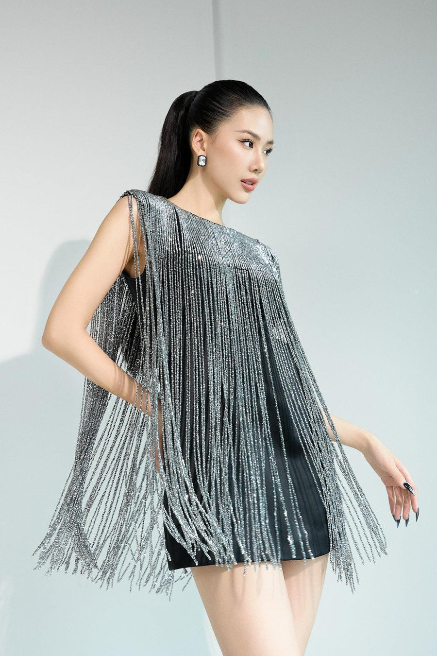Twila Straight Jewel Neck Satin Mini Dress Mini Dress CEM
