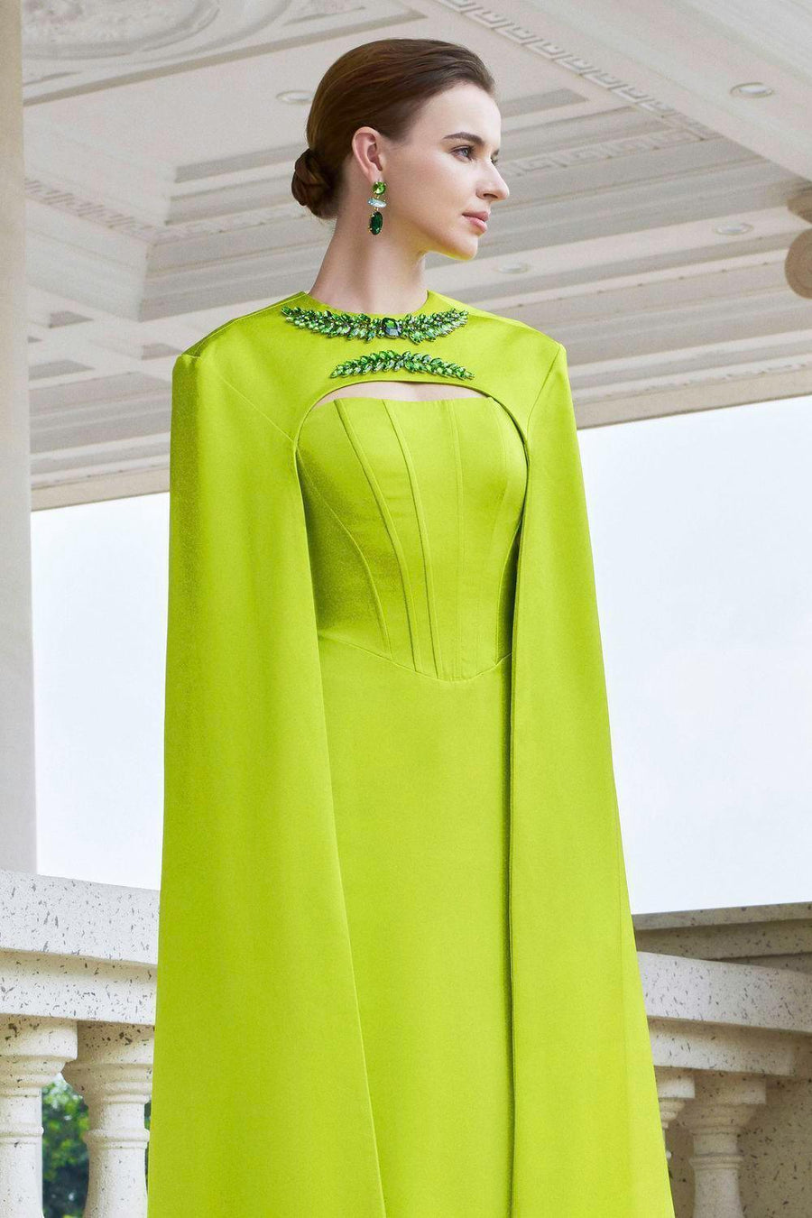 Twilight Cape Stone Silk Floor Length Dress Gown Dress I.H.F Atelier