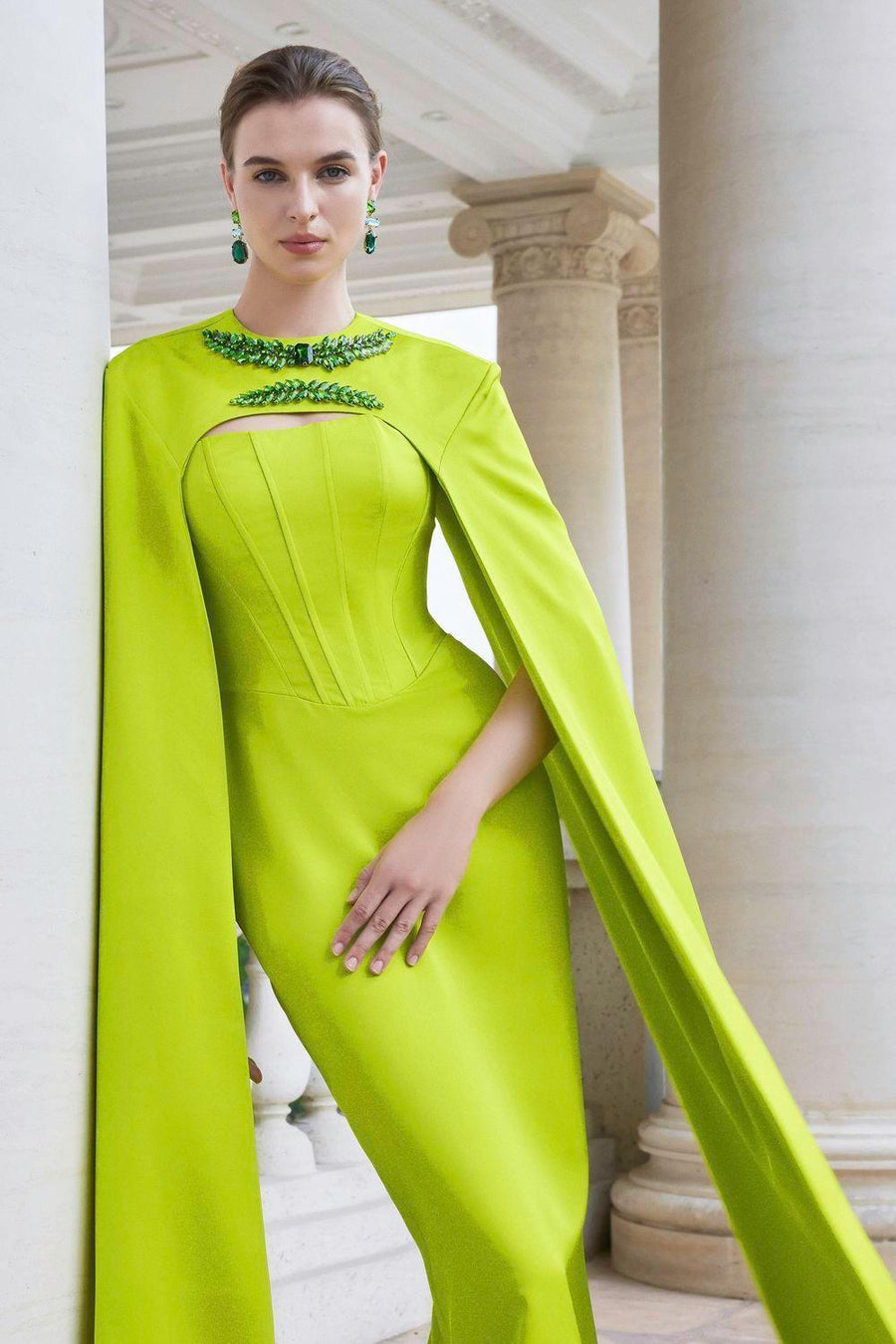 Twilight Cape Stone Silk Floor Length Dress Gown Dress I.H.F Atelier