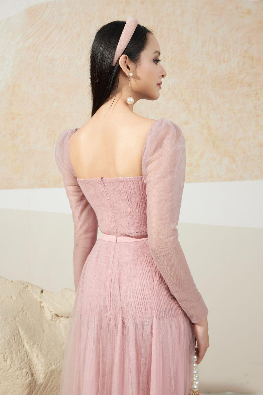 Tyler A-line Square Neck Mesh Sheer Midi Dress 4
