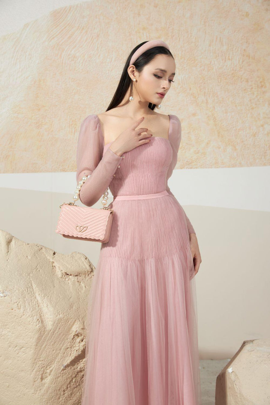 Tyler A-line Square Neck Mesh Sheer Midi Dress 5