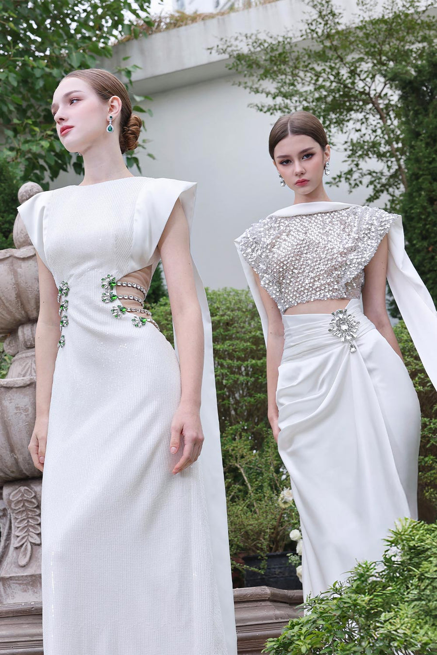 Celestial Wrap Stone Silk Floor Length Dress 11