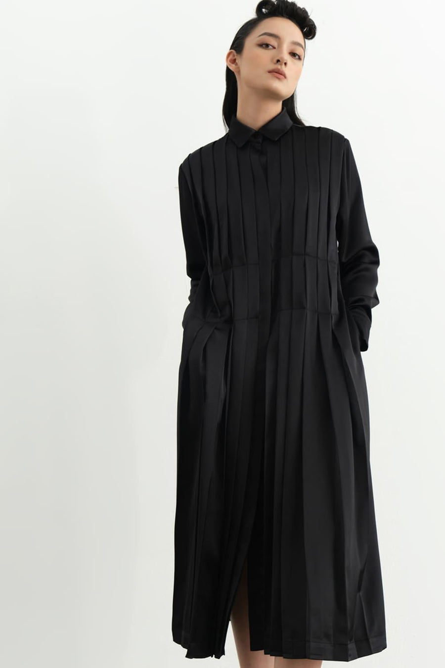 Vadim Tunic Pleated Silk Midi Dress 2